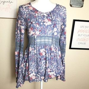 Mossimo Co. Floral Bell Sleeve Blouse